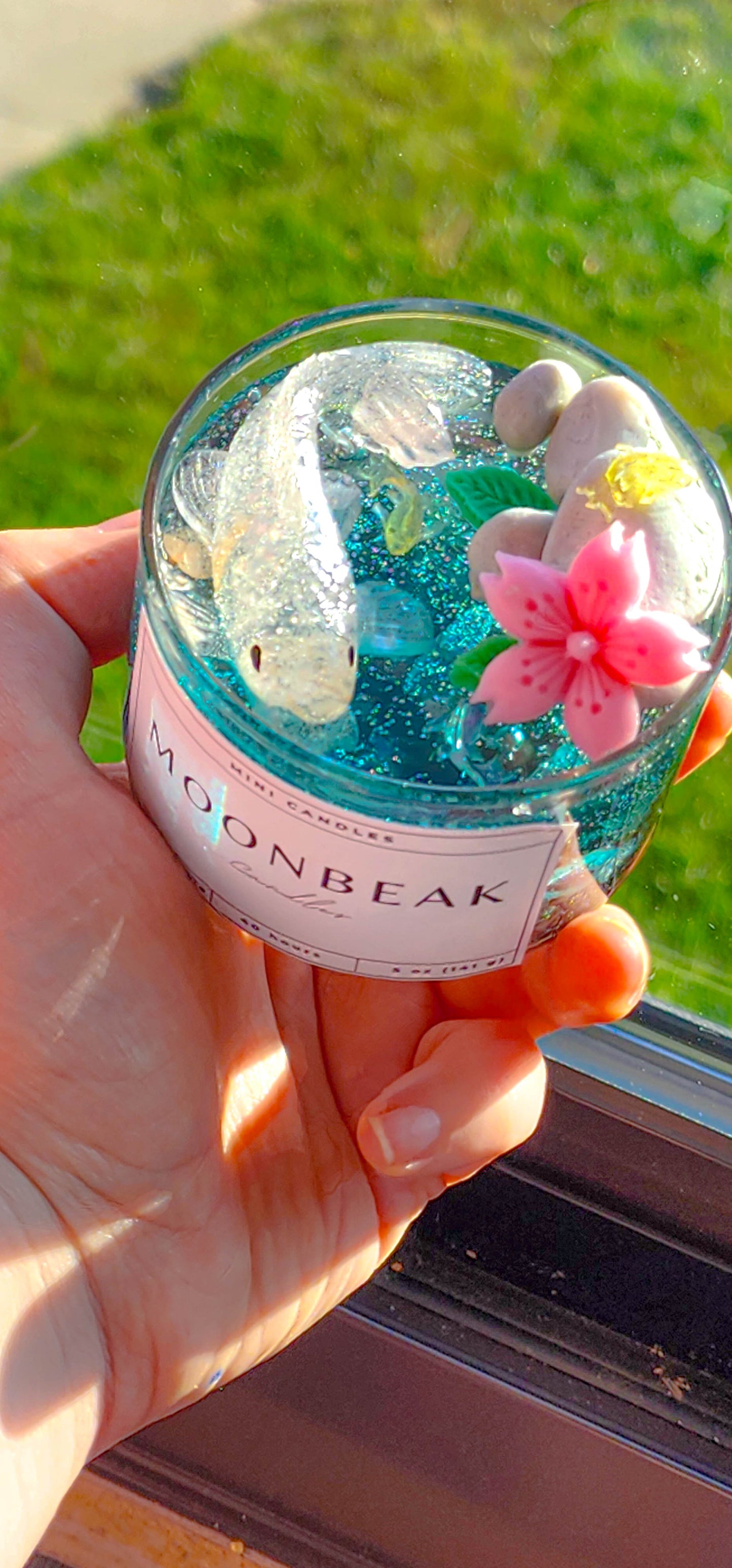 Cute Cherry Blossom Koi Fish Spring Lake Onsen Mini candle