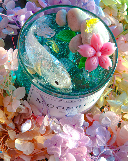 Cute Cherry Blossom Koi Fish Spring Lake Onsen Mini candle