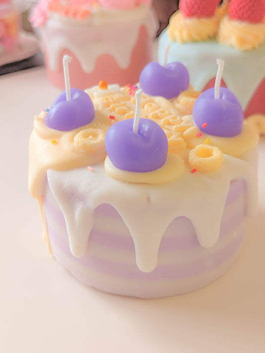 Cute Two-toned Purple Cherry Birthday Cake Candle