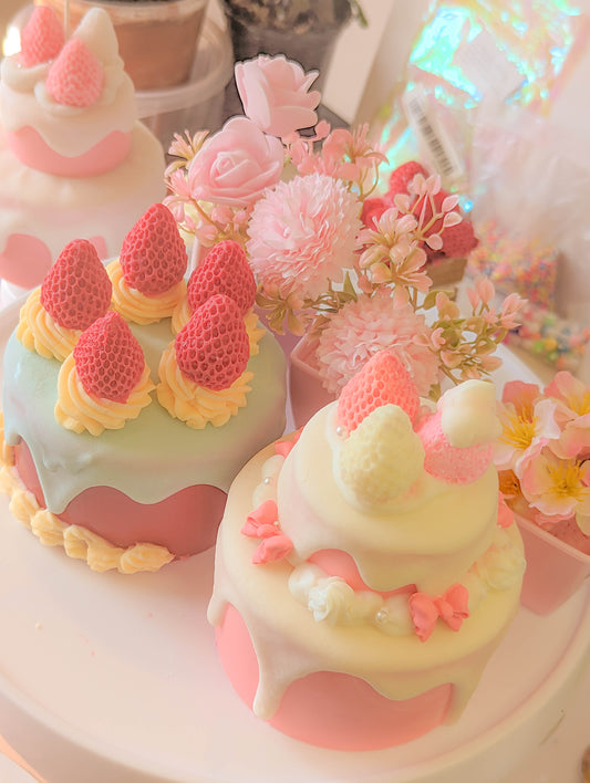 Cute Strawberry Dessert Cake Candle Set