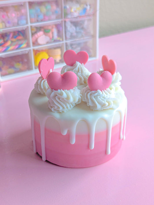 Kawaii Pastel Gradient Pink Rainbow Heart Cake Candle
