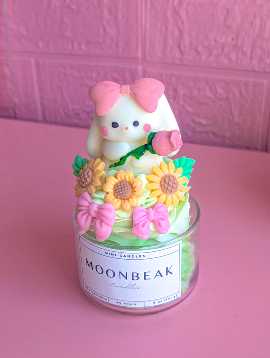 Cute Spring Bunny Sunflower Cherry Blossom Mini scented Candle