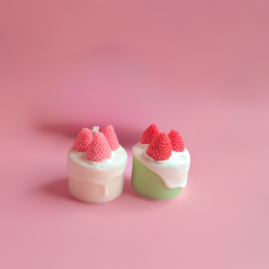 Kawaii Mini Strawberry Dessert Cake Candle